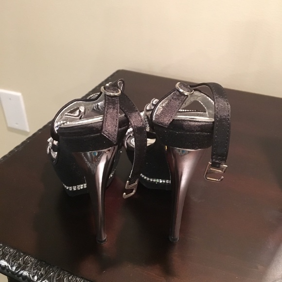 Black and rhinestone stiletto heels - Picture 4 of 8